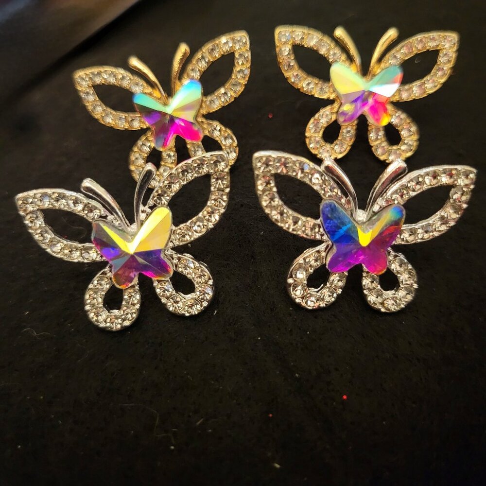 2pr AB Rhinestone Earrings